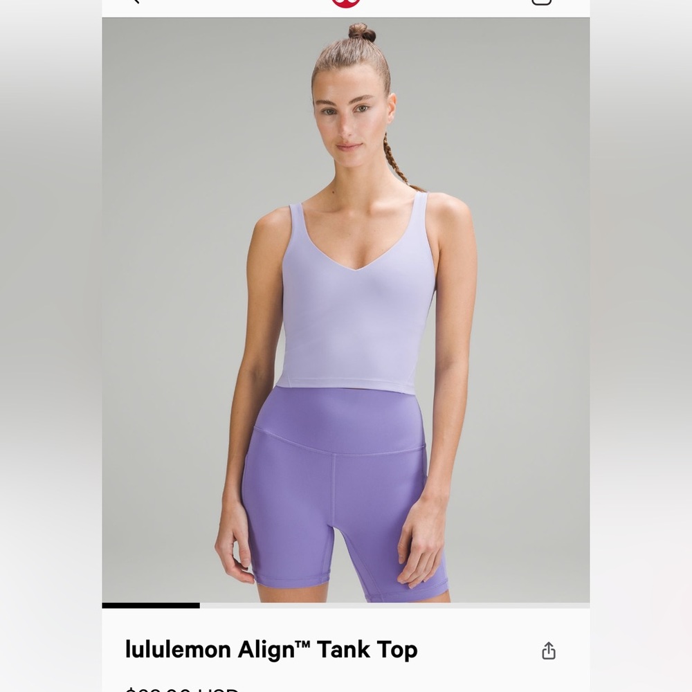 Lululemon align Tank top size 4 Lilac Smoke
